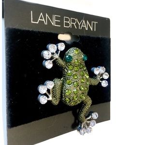 NWT LANE BRYANT Frog Rhinestone Crystal Pin Brooch